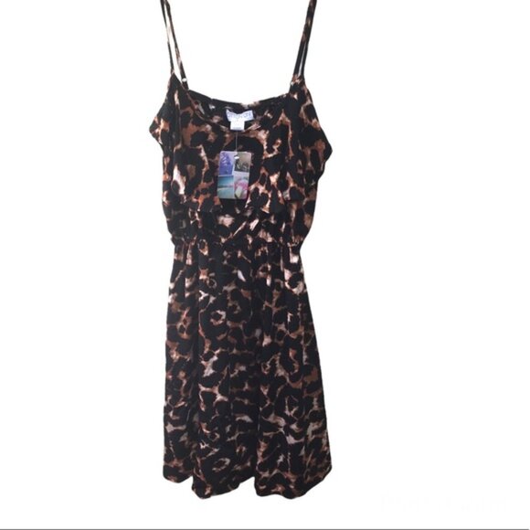 Cotton On NEW Jenny Leopard Animal Print Sundress Mini Dress Adjustable Straps S - Picture 2 of 16